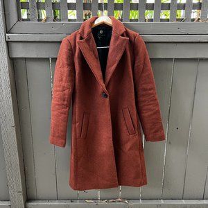 House of Harlow 1960 Wool Blend long coat Rust Mahogany Size S
